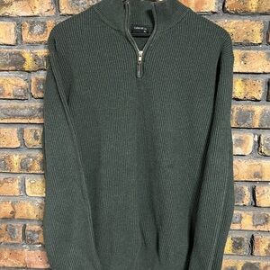Collars and Co Textured Ribbed Quarter Zip 1/4 Pullover Mens Size XL Green